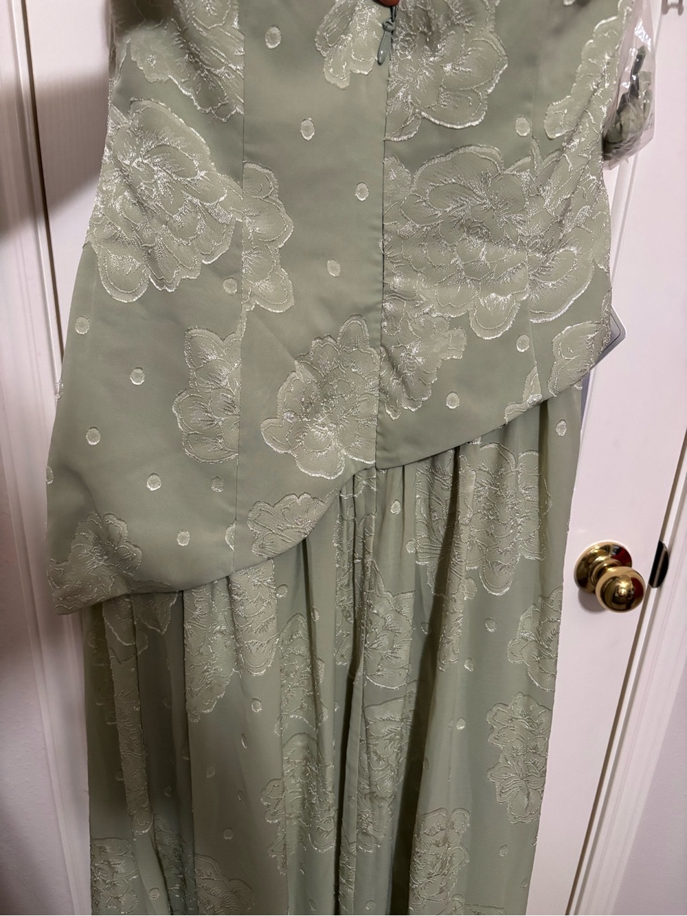 NWT Azazie Strapless Sage Green Lace Overlay Evening Dress - Picture 8 of 9